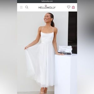 Hello Molly Signal My Way Tulle Midi Dress White Size 8 Size L
